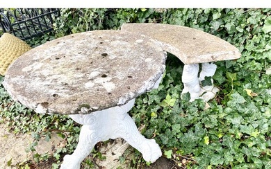 GARDEN TABLE AND BENCH, composite stone, Table 68cm H x 70cm...
