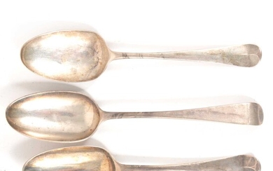 George II shell-back spoon tablespoon, and two others