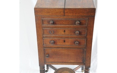 Georgian mahogany washstand with fold-out top, drawer and pr...