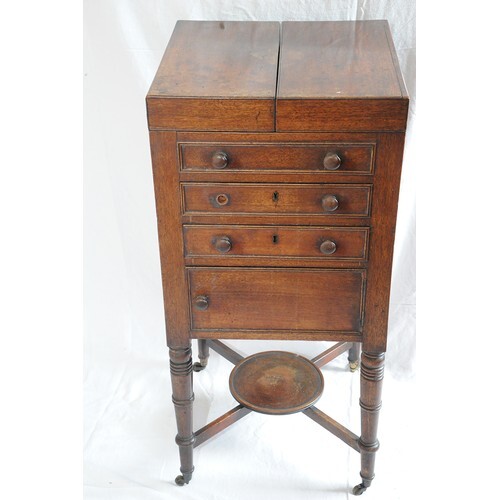 Georgian mahogany washstand with fold-out top, drawer and pr...