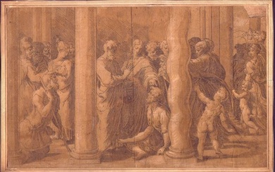 Girolamo Francesco Maria Mazzola detto il Parmigianino (Parma, 1503 - Casalmaggiore , 1640), St. Peter and St. John Healing the Cripples at the Gate of the Temple, 1526