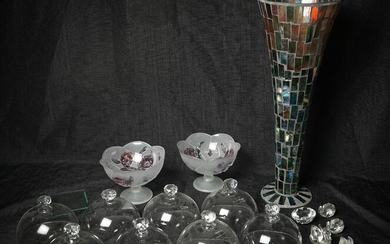 Glass Vase, Bowls and Swarovski Figures