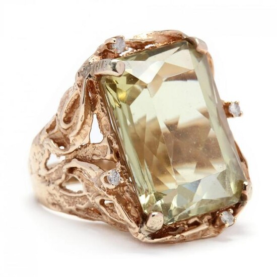 Gold, Peridot, and Diamond Ring