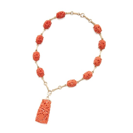 Gold and Coral Necklace-Bracelet Combination, Tiffany & Co.