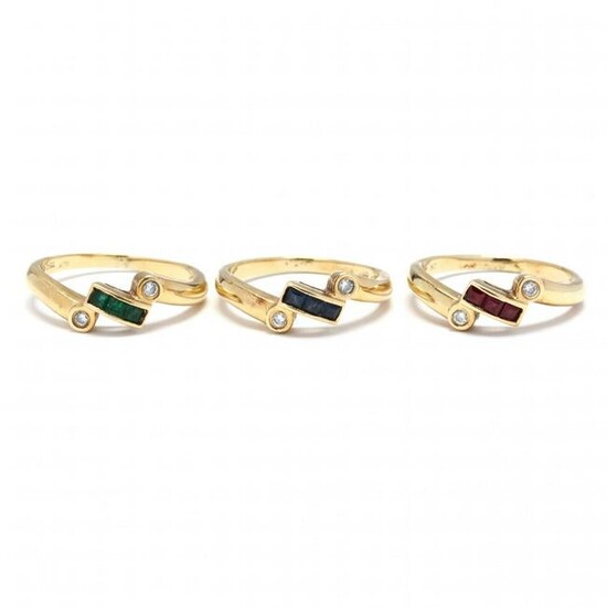 Gold and Gem-Set Stackable Rings