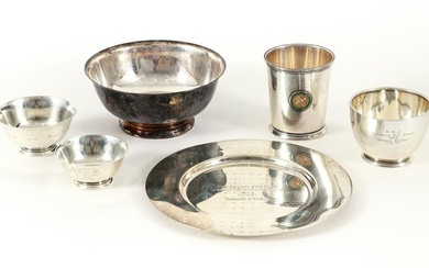Group of 6 Sterling Sporting Award Plates and Bowls