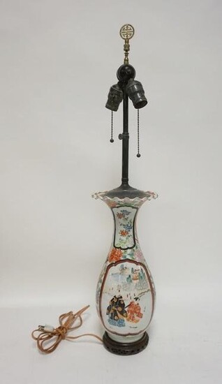 HAND PAINTED ASIAN VASE CONVERTED TO LAMP