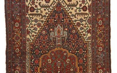 Handmade antique Persian Bidjar rug 4.9' x 7.4' ( 149cm