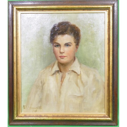 Helen Donald-Smith Oil on Canvas, shoulder length portrait o...