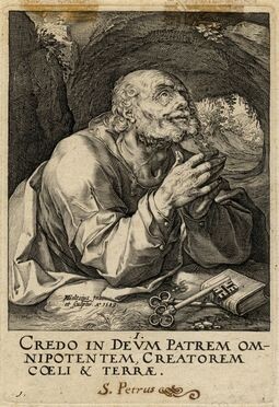 Hendrik Goltzius (Mhlbracht,, 1558 - Haarlem,, 1617), San Paolo e i dodici apostoli con il Credo. 1589.