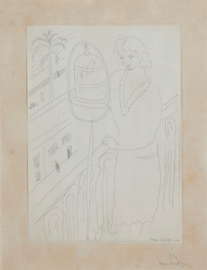 Henri Matisse (Le Cateau-Cambresis 1865 - Nizza 1954) Jeune Fille au Balcon observant des Perruches, 1929