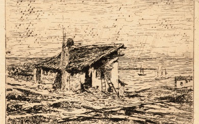 Henri ROUART (1833-1912) La Maison du pêcheur.... - Lot 174 - Beaussant Lefèvre & Associés
