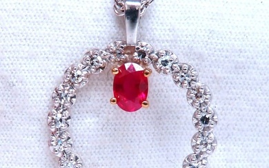 Horseshoe Natural Ruby Diamond Necklace 14kt gold