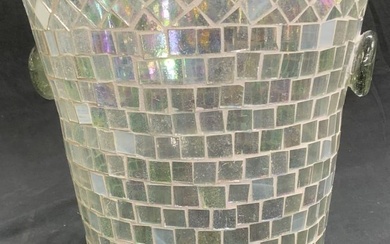 Iridescent Mosaic Blown Glass Champaign Ice Bucket