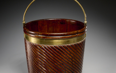 Irish Regency brass-mounted mahogany peat bucket