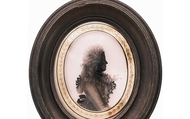 Isabella Beetham (C.1753-1825). A painted silhouette oval po...