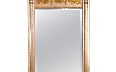 Italian Console Mirror Having Silver Leaf Eglomise Design by LaBarge
