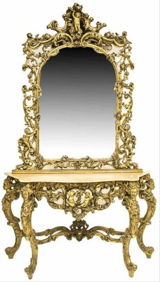 Italian Intricately Carved Giltwood Console Table