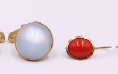 JEWELRY. Italian 14kt Gold and Coral Earrings.