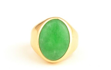 Jade, 14k Yellow Gold Ring.