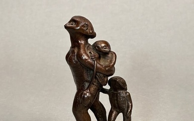 Japanese Bronze Okimono of Turtleman, Meiji Period