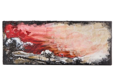 Jeremiah Caudill Acrylic And Collage Painting "Blood Sky," 2009