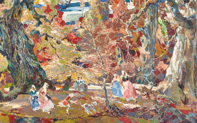 John Edward Costigan (1888-1972) Woodland 28 x 72 in. framed...