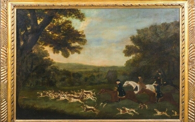 KING GEORGE III AND HUNTING OIL PAINTING