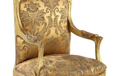 (-), Klassieke fauteuil voor een kind, goudkleurig frame...