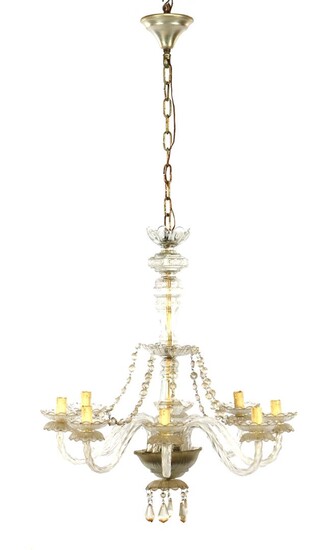 (-), Classic crystal 8-armed crown lamp, 110 cm...