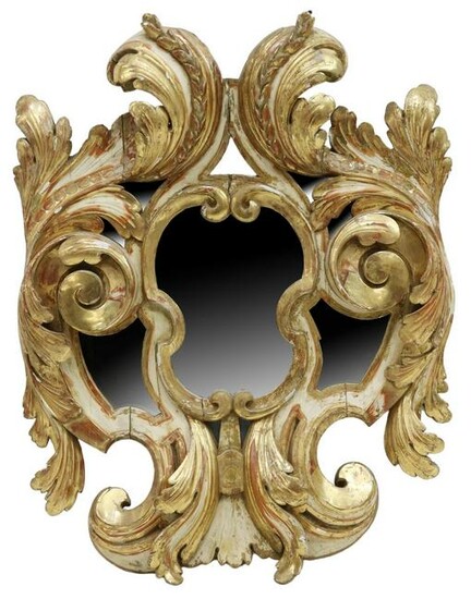 LARGE BAROQUE STYLE CARVED GILTWOOD MIRROR