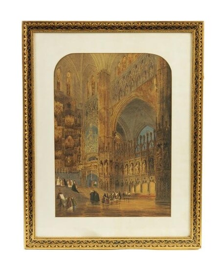 LOUIS HAGHE (1806-1885) WATERCOLOUR detailed Cathedral