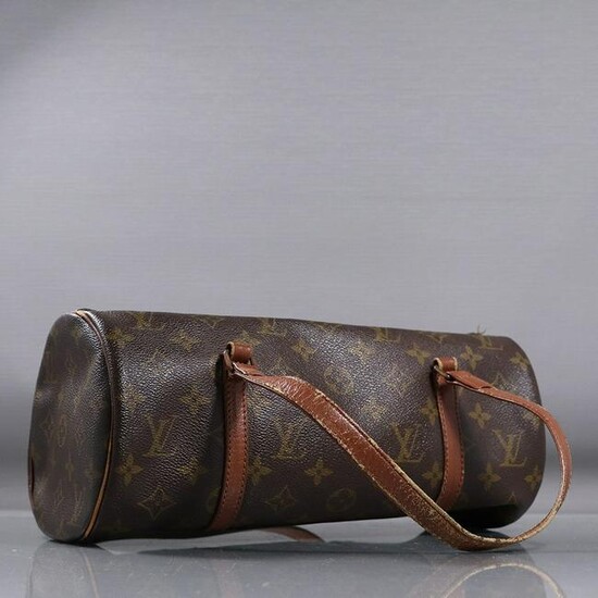 LOUIS VUITTON Leather Cylindrical Hand Bag Classic Mono
