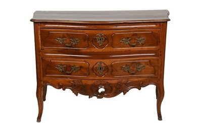 LOUIS XV STYLE CARVED WALNUT COMMODE