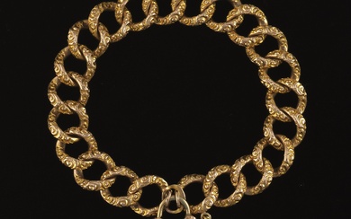 Ladies' Victorian Gold Heart/Key and Gold Filled Fancy Link Bracelet, dated 1892