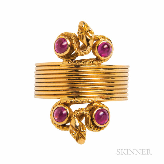 Lalaounis 18kt Gold and Ruby Snake Ring