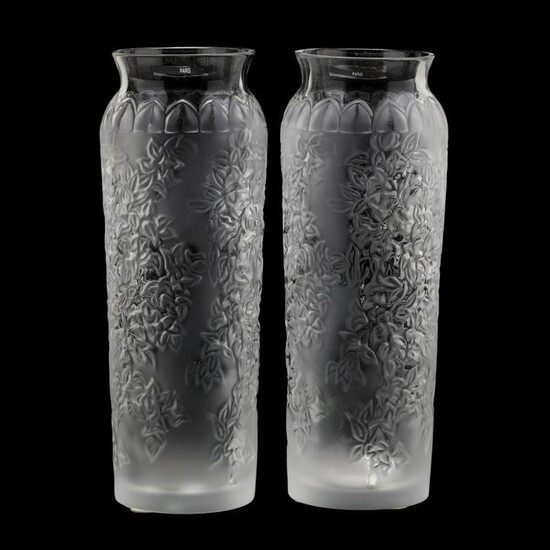 Lalique, Pair of Crystal Vases