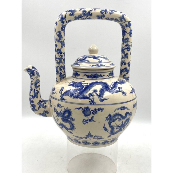 Antique Chinese Blue And White Teapot