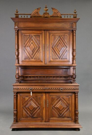 Large French Diamond Carved Double Buffet