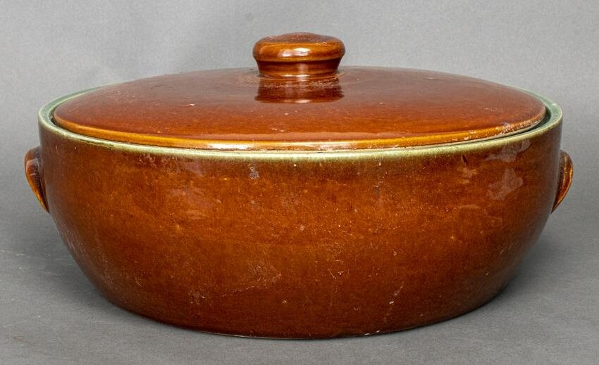 Large Glazed Ceramic Pottery Covered Vessel