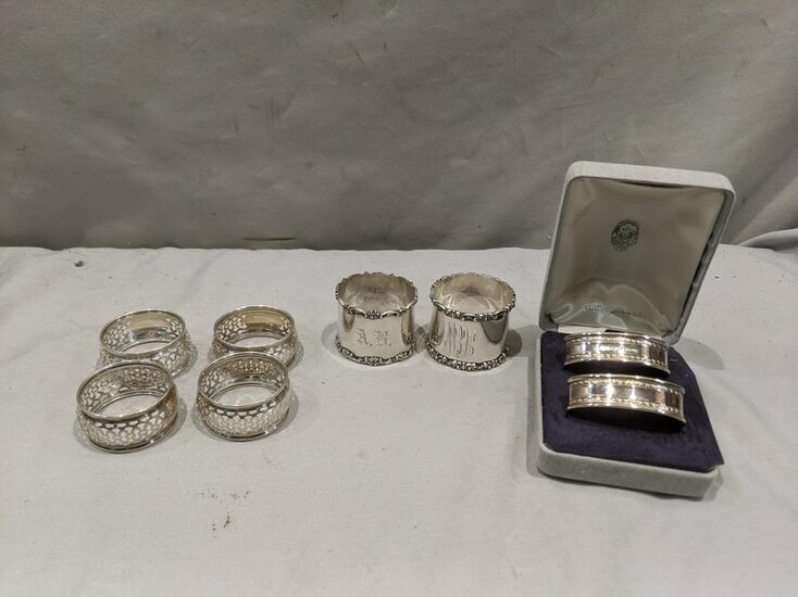 Lot 8 Antique Ornate Sterling Silver Napkin Rings
