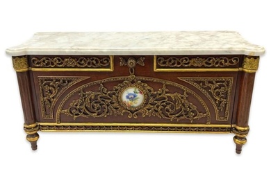 Louis XV Style Bronze Mounted & Marble Top Four Drawer Miniature Commode