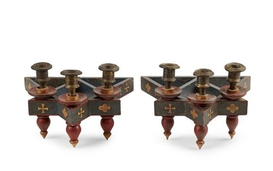 MANNER OF WILLIAM BURGES PAIR OF WALL LIGHTS, CIRCA