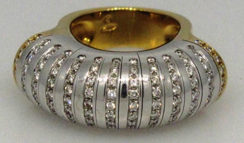 Marvelous Diamond 18k White and Yellow Gold Ring Disco
