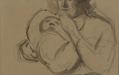 Maximilien Luce, French 1858-1941- Mother and Child studies; pencil and wash on paper, signed lower left 'Luce', 26 x 19.6 cm Provenance: Boundary Gallery, London