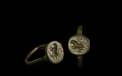 Medieval Bronze Ring with Leaping Lion