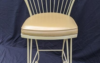 Mid-Century Yellow Metal Tall Bar Chair