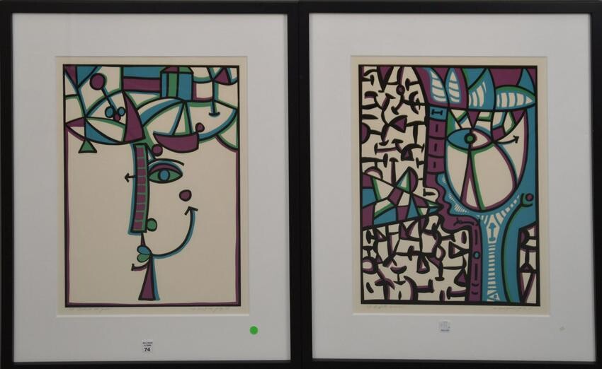 Miguel Jorge Cuban, 20th Century. Two serigraphs in
