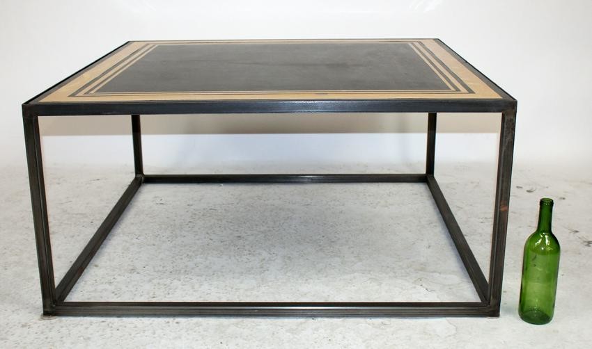 Modern marble coffee table on iron base