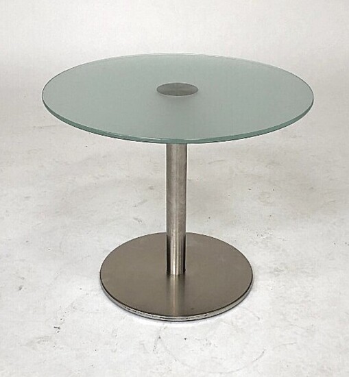 NOT SOLD. Pedrali R&D: "Inox". A circular steel coffee table with tempered glass top. Manufactured...